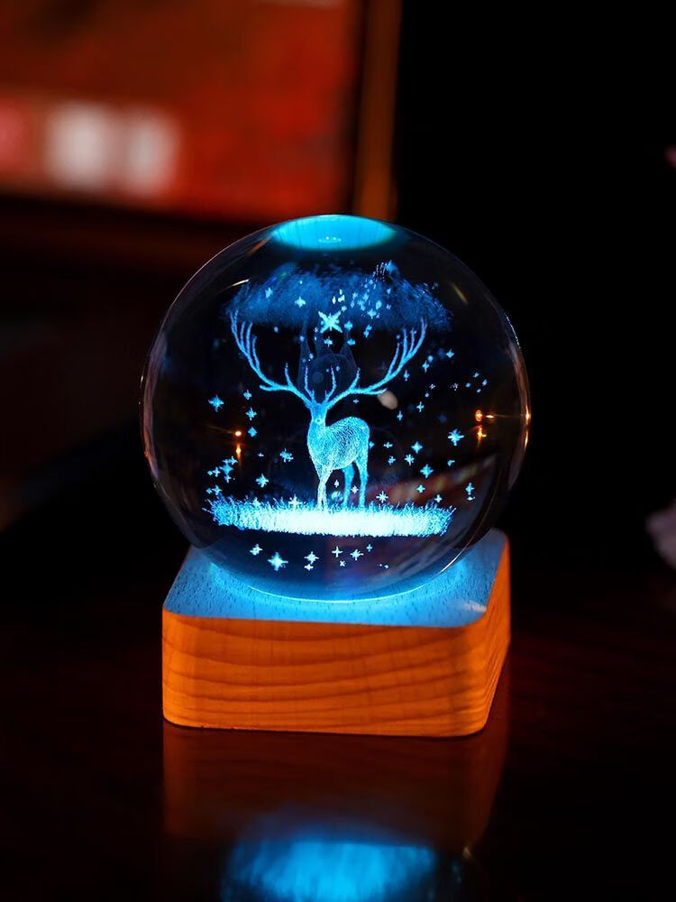 水晶球摆件生日礼物送女朋友女生同学闺蜜桌面摆件装饰品星座定制一鹿