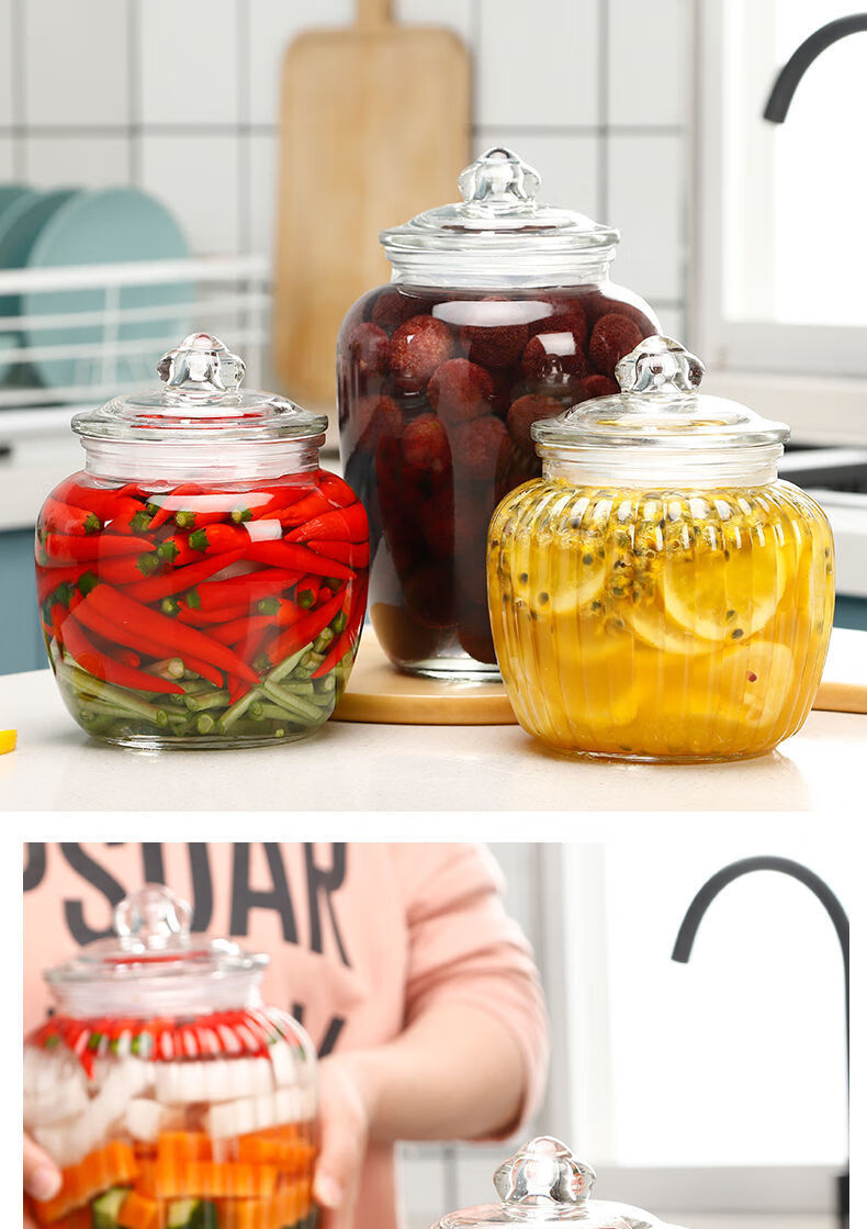密封罐玻璃瓶储物罐子蜂蜜柠檬食品罐头瓶腌制罐泡菜坛子厨房用品光面
