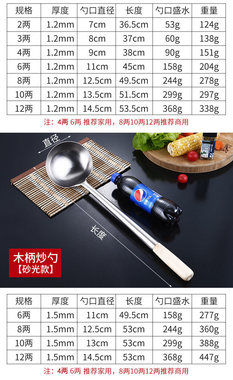 f厨师炒菜勺子不锈钢厨师炒勺子厨师勺子炒菜的勺子炒菜大勺铁炒勺