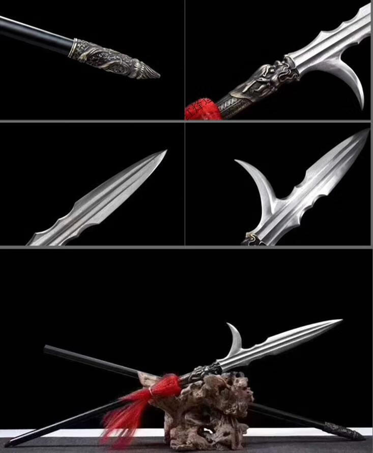 麒麟枪十八般红缨枪霸王枪野猪矛武术扎枪未开刃 手工加龙吟抢【图片