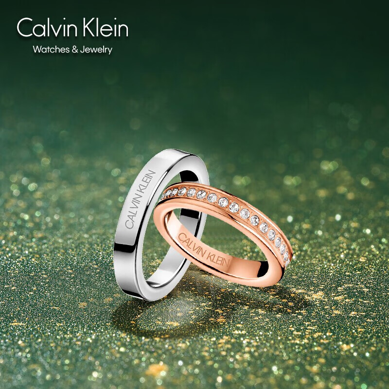 calvinklein守护系列满天星ck戒指情侣对戒玫瑰金时尚潮流饰品情侣