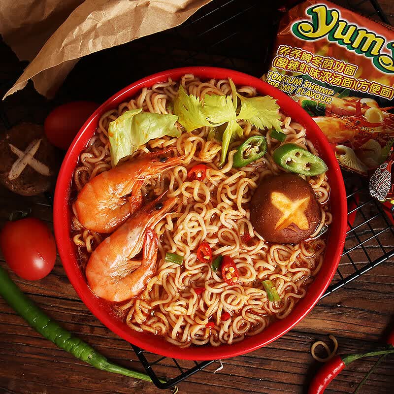 功面泰国进口食品 yumyum养养牌冬阴功方便面酸辣虾味浓汤速食泡面5包