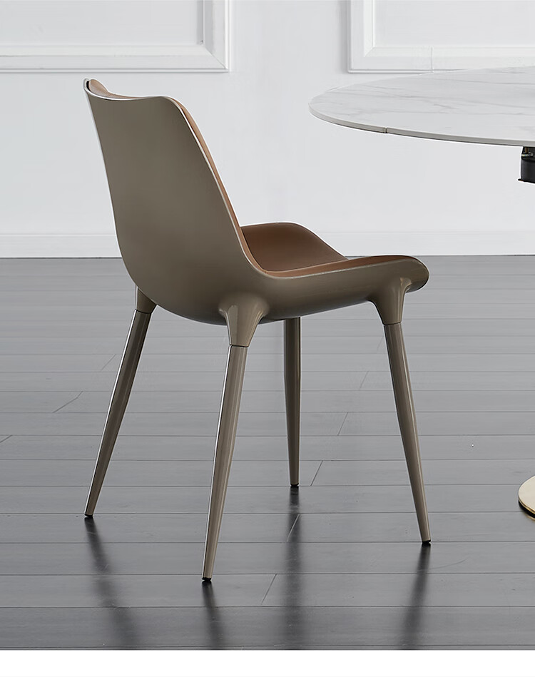 真皮软包餐椅 真皮餐椅头层牛皮轻奢风极简软包皮椅子家用设计师餐厅