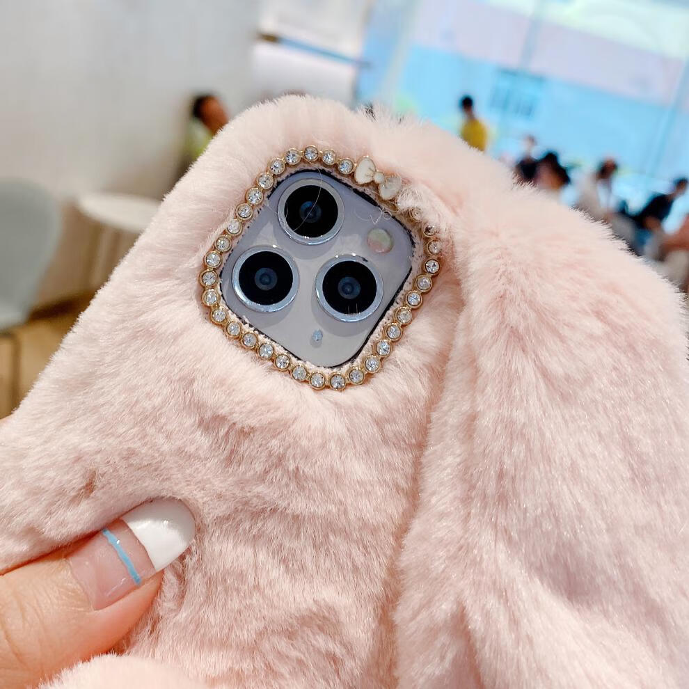 麦硕 带兔子耳朵适用于苹果12手机壳iphone11毛绒绒12promax十一秋冬