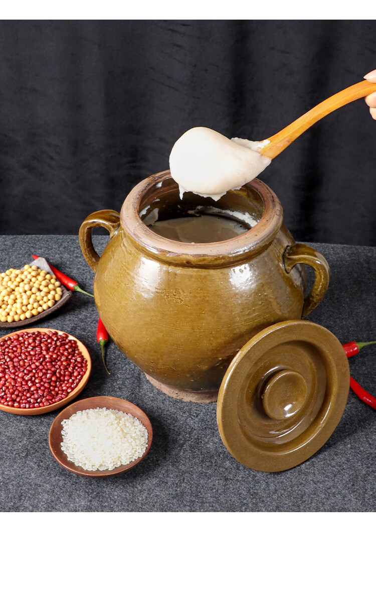 老式储油罐 装猪油罐家用陶瓷油罐带把手土陶罐老式装豆瓣酱罐储油罐