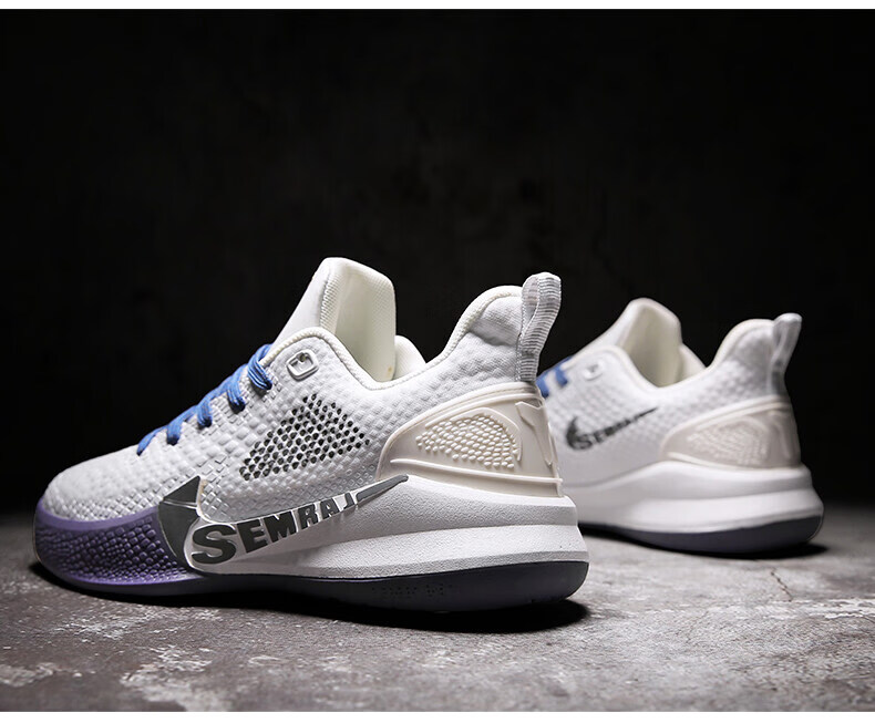 男鞋新款大码科比黑曼巴休闲运动鞋跨境橡胶底低帮鞋篮球鞋白黑42