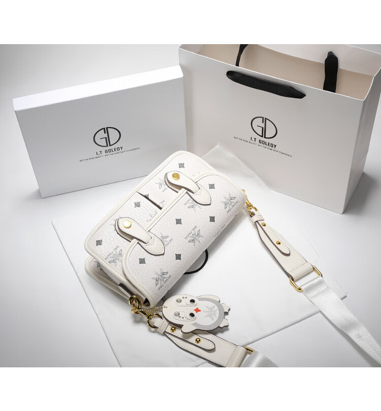 香港itgdledy包包女22款潮感老花邮差包斜挎包粉色香港品牌