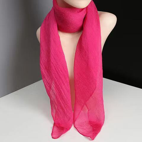 芷米雪纺丝巾纯色百搭纱巾红丝巾披肩年会围巾舞蹈丝巾wsh大红色雪纺7