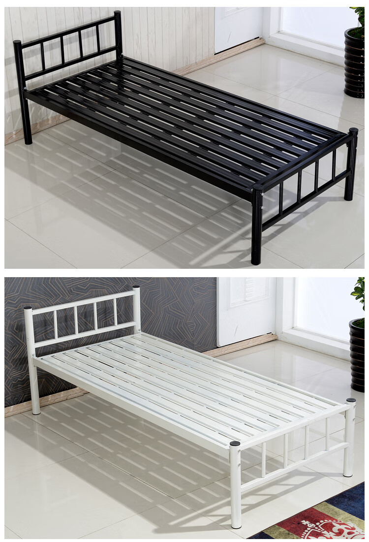 5米铁床铁架床学生公寓床员工宿舍床 0.9米宽*2米 实木床板 黑色 其他