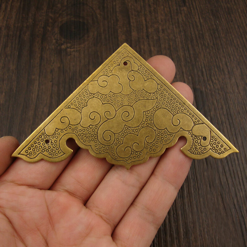 te059仿古铜包角片角花中式家具桌角铜配件7.5cm纯铜黄铜护角贴角