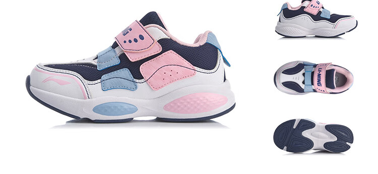 李宁童鞋男女小童运动鞋春秋保暖拼色魔术贴设计防滑耐磨儿童休闲鞋