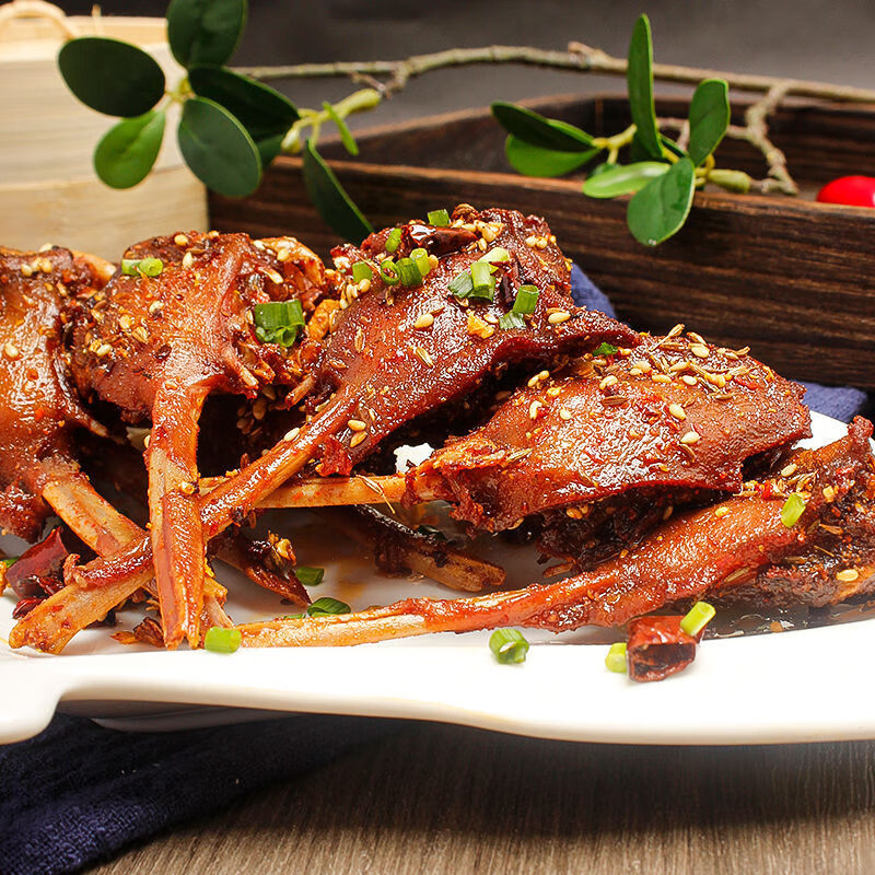 椒盐鸭下巴370g腌制半成品半边鸭头酒店餐饮特色菜食材速冻大排档1袋