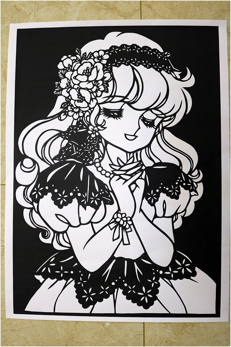 甄萌卡通人物剪纸卡通动画人物剪纸图案黑白打印底稿高清纯手工刻纸