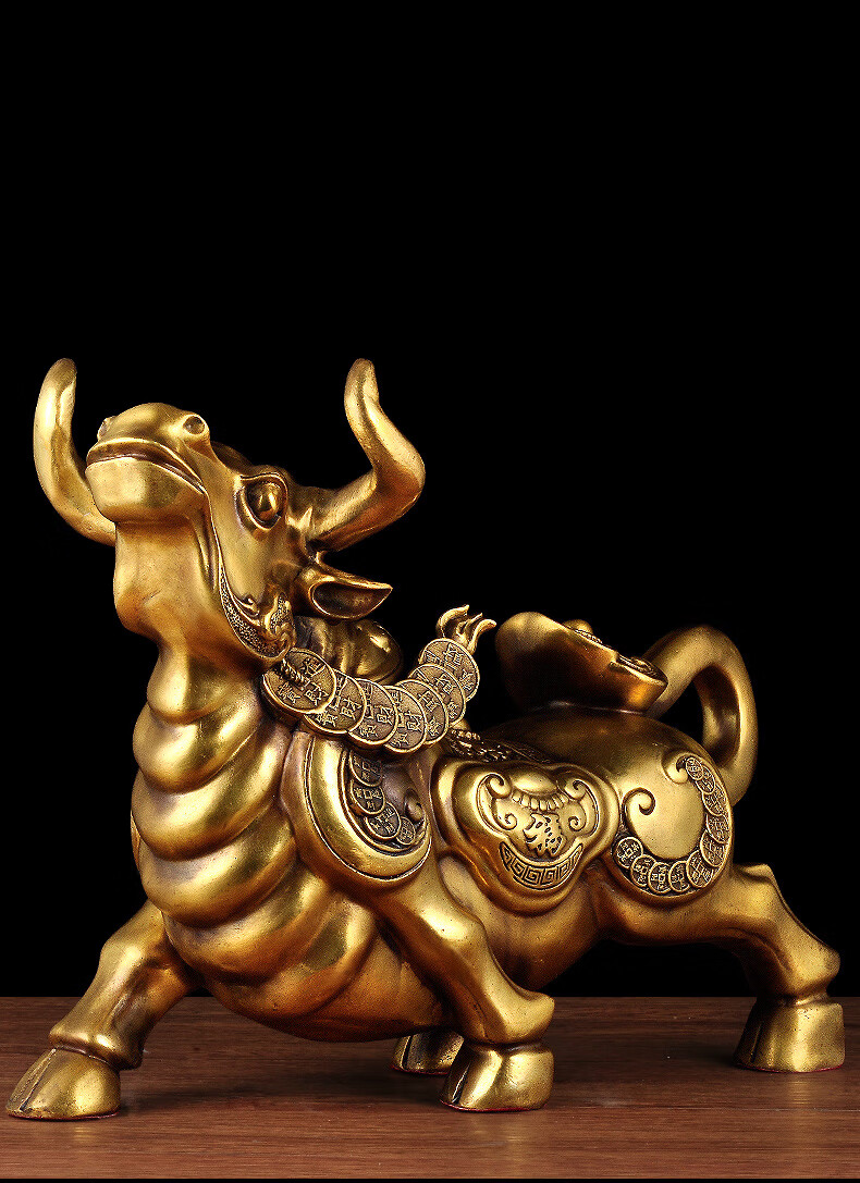 铜生肖牛摆件招财华尔街牛家居客厅书桌办公室装饰品店铺 开业公司
