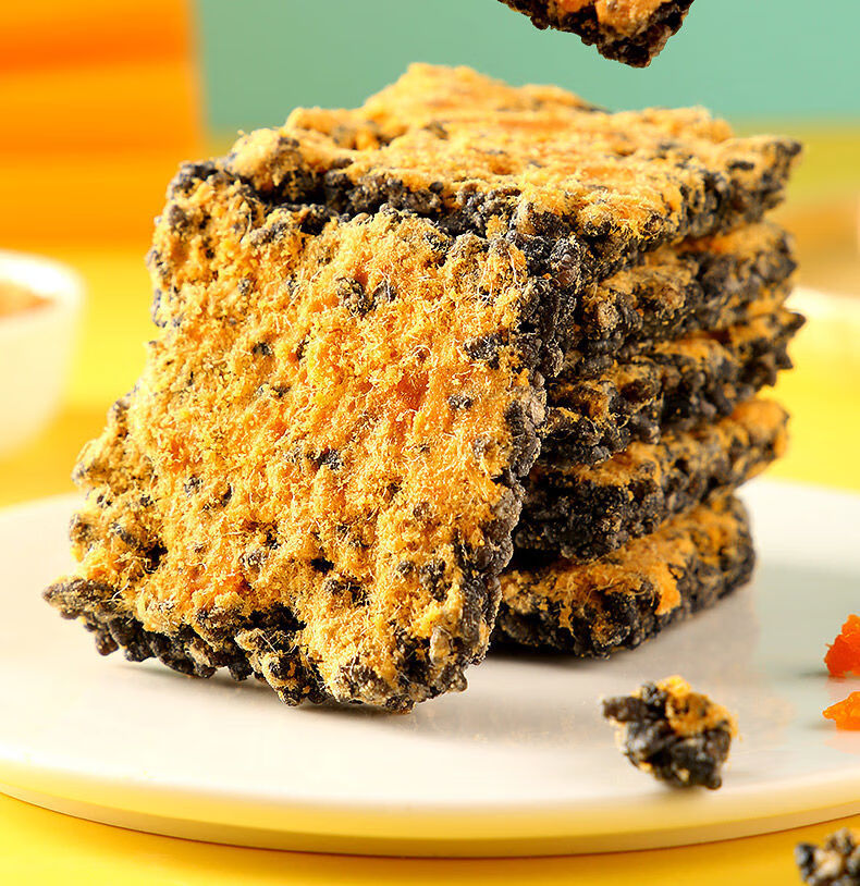 网红乌米黑金锅巴手工糯米蟹香肉松蛋黄口味办公室休闲零食可批发