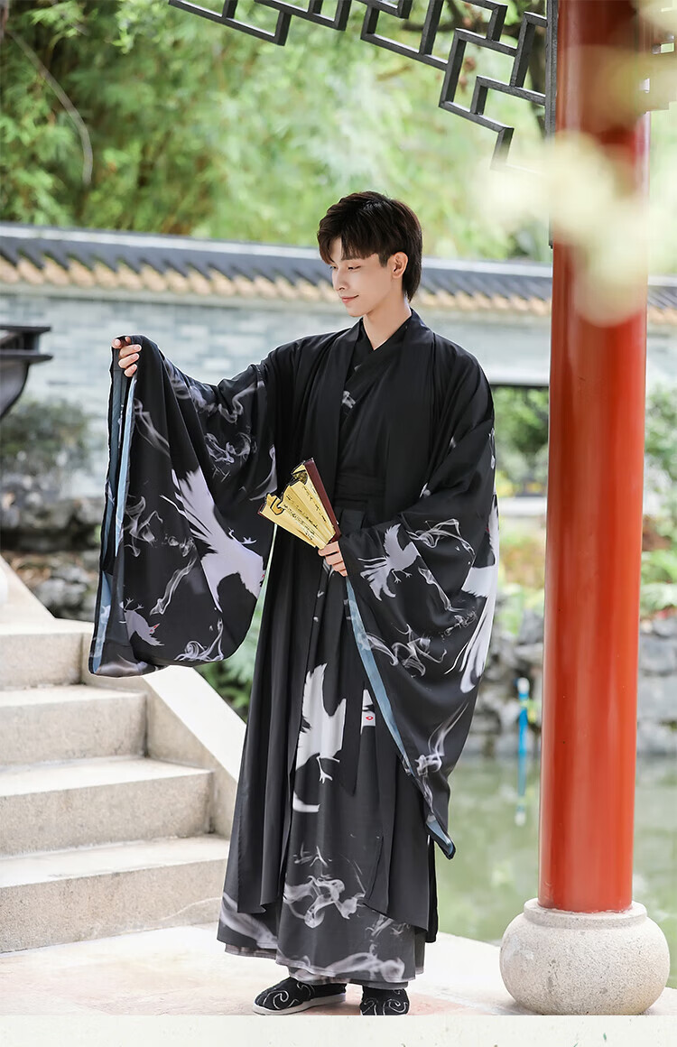 男生汉服汉服古装大袖黑色霸气侠客新中国风武侠男生仙气飘逸清秀套装