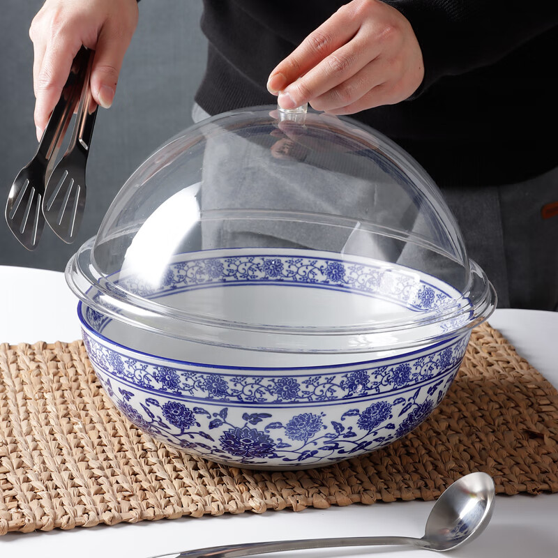 和面盆陶瓷有盖咸菜碗腌菜凉菜酱菜盆商用青花瓷碗发面和面盆家用陶瓷