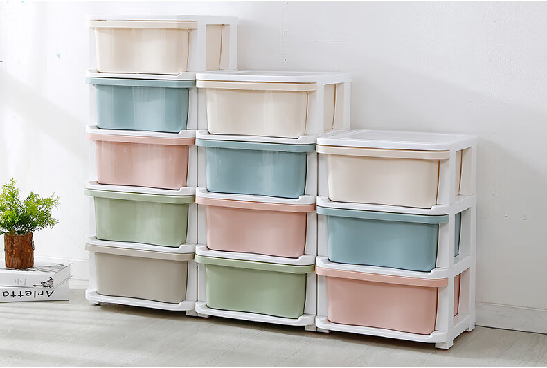 纳份爱 抽屉式收纳柜宝宝衣物储物柜儿童玩具整理箱五斗柜 糖果色