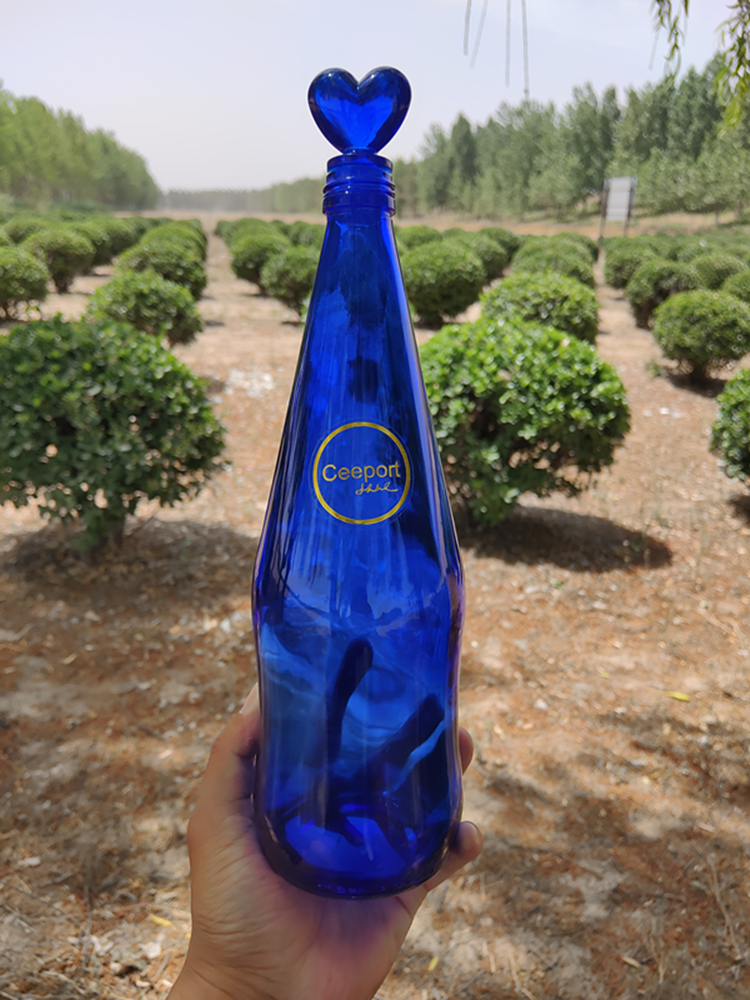 蓝色太阳水瓶零极限清理工具ceeport归零心灵觉醒纯蓝玻璃瓶 兔兔瓶