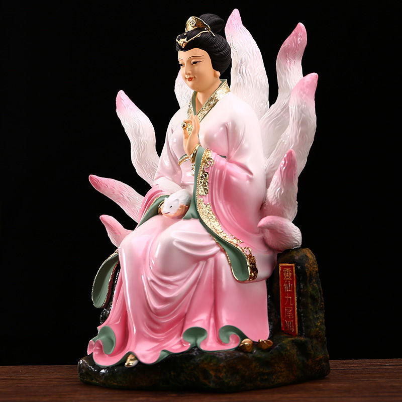 九尾狐仙神像12寸16寸狐仙娘娘家用供奉灵狐旺桃花狐仙佛像 16寸38