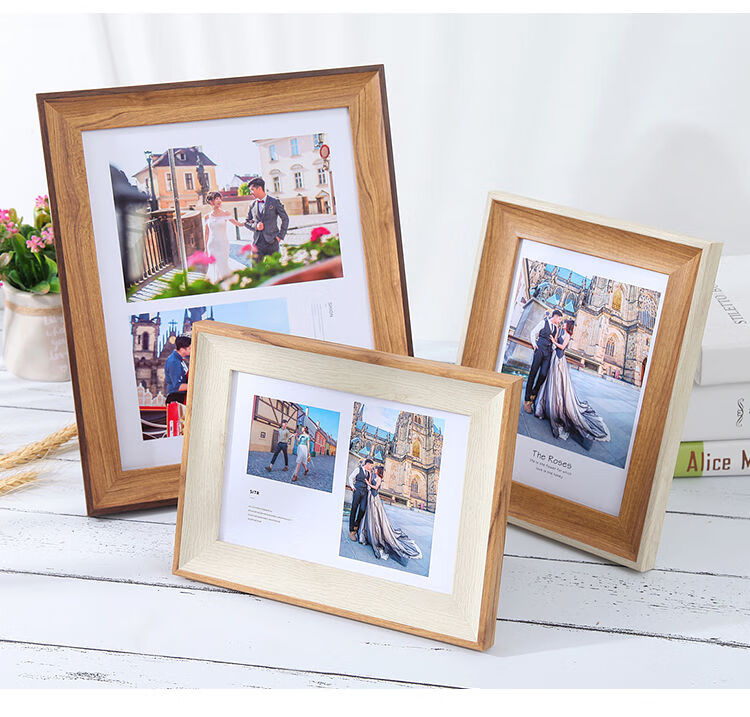 美式相框摆台创意5寸6寸7寸8寸10寸a4寸挂墙照片框简约儿童相框架白木