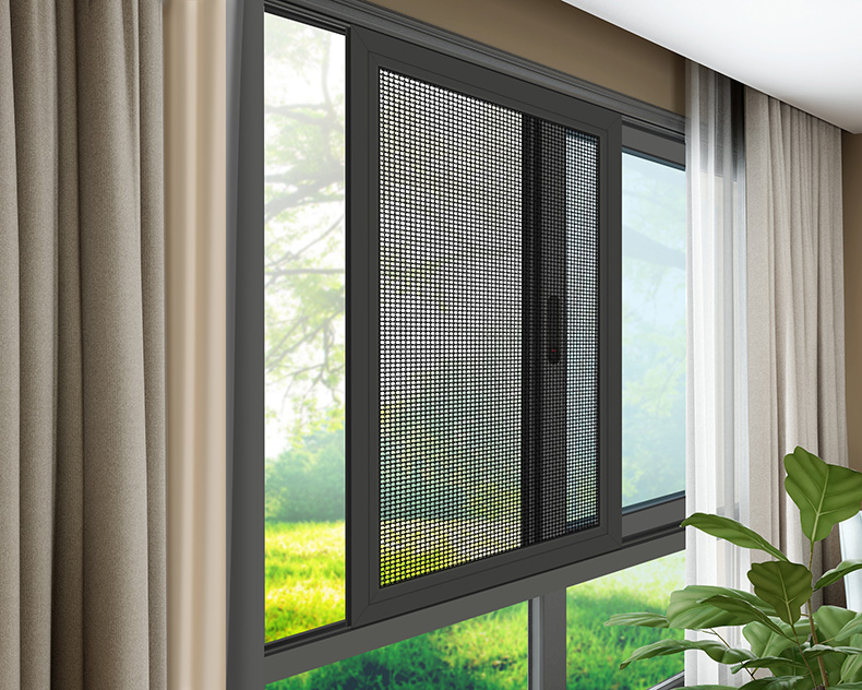 纱窗推拉窗防盗带锁塑钢窗户304不锈钢纱网免打孔精钢网推拉纱窗 型材