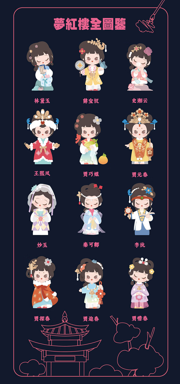 红楼梦盲盒整套古风林黛玉贾宝玉人物玩偶女孩生日送礼物秦可卿拆盒未