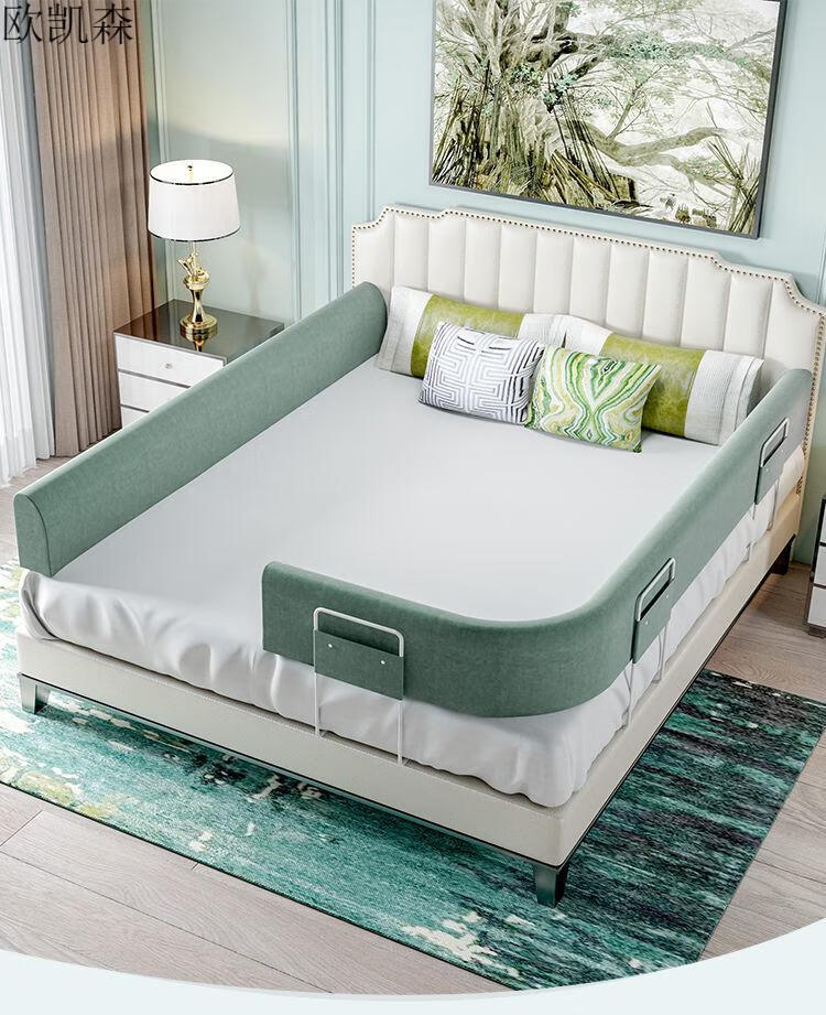 床围栏一面通用宝宝防摔防护栏护栏床防摔床边床围婴儿围栏床护栏 蓝