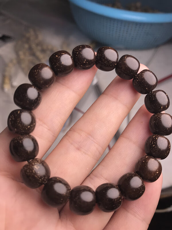 古珍 印尼原生态纯原色椰蒂佛珠菩提单圈精选精挑精品老型直切手串送