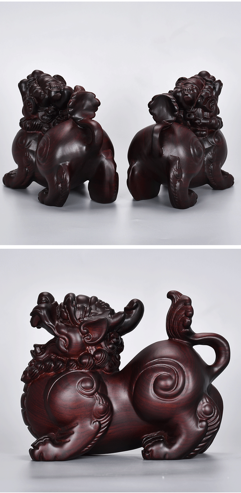 卡洛乐木雕一对大号貔貅摆件实木客厅玄关店铺开业乔迁工艺礼品摆饰