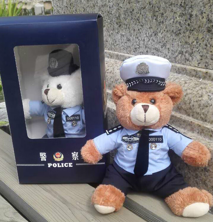 警熊police警察礼品小熊情侣对熊泰迪熊毛绒玩具公仔企业logo礼物交警