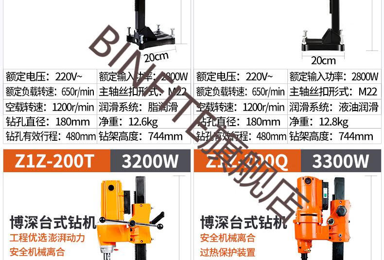 博深水钻机打孔手持式提大功率打混凝土水电钻台式水转机器无水封ziz