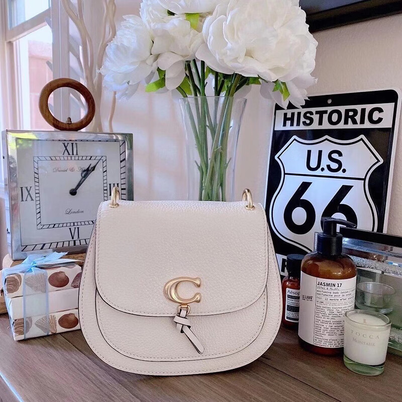 coach蔻驰包包remi马鞍包女士单肩斜挎包白色1328imchk送礼情人节礼物