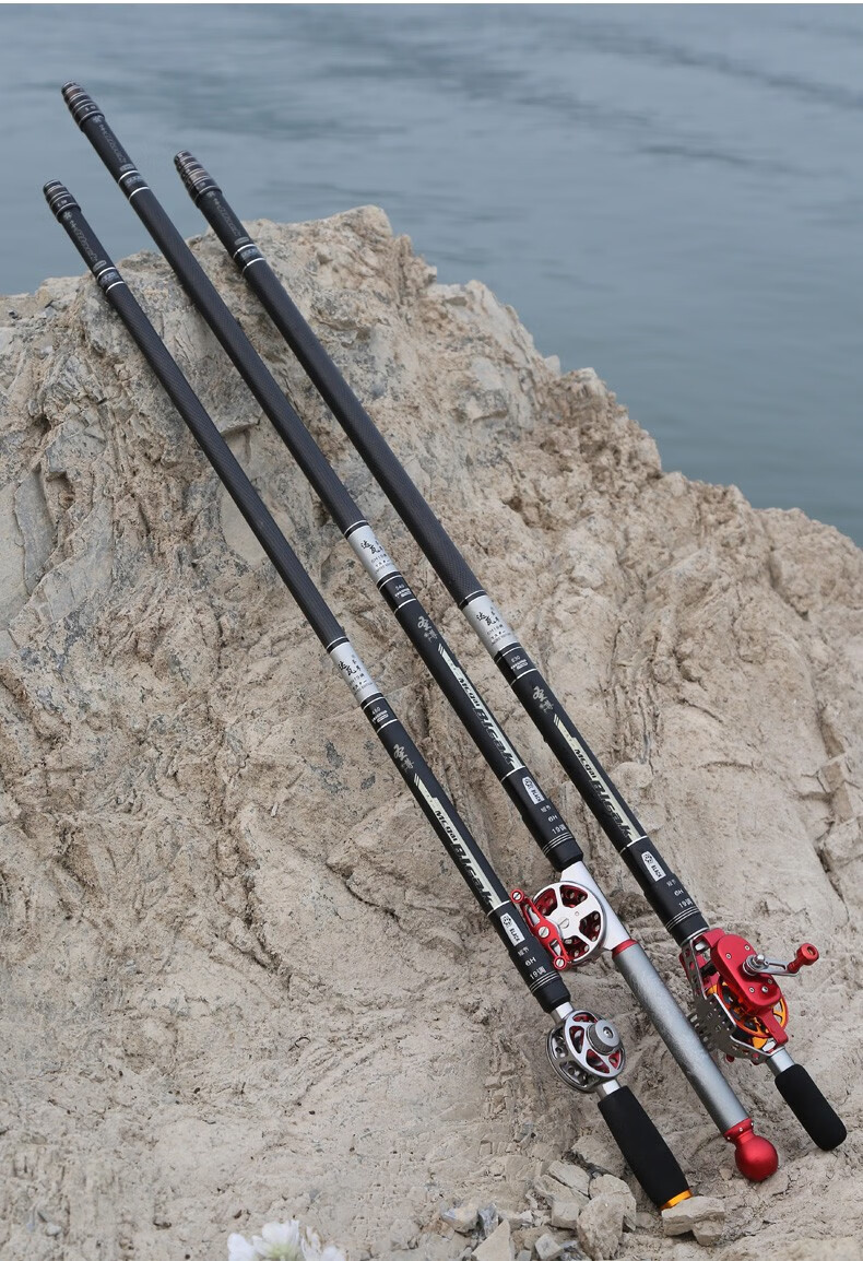 鱼竿短节中通鱼竿手竿溪流竿超轻超硬钓鱼竿60米5定位速比排线轮套装