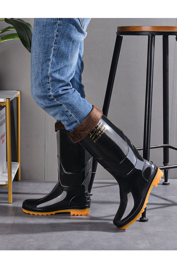 厚底男士雨鞋 时尚保暖滑雨靴男高筒中筒低帮鞋男工作胶鞋xzw 8805高