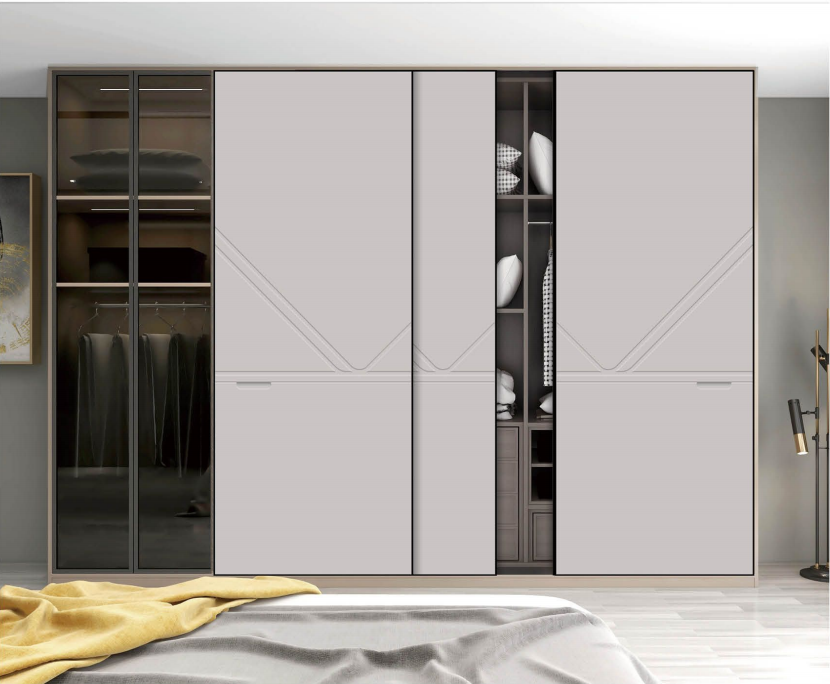 极简衣柜衣柜门定制推拉门拉手平开门实木门高光板滑轮滑移门砌墙极简