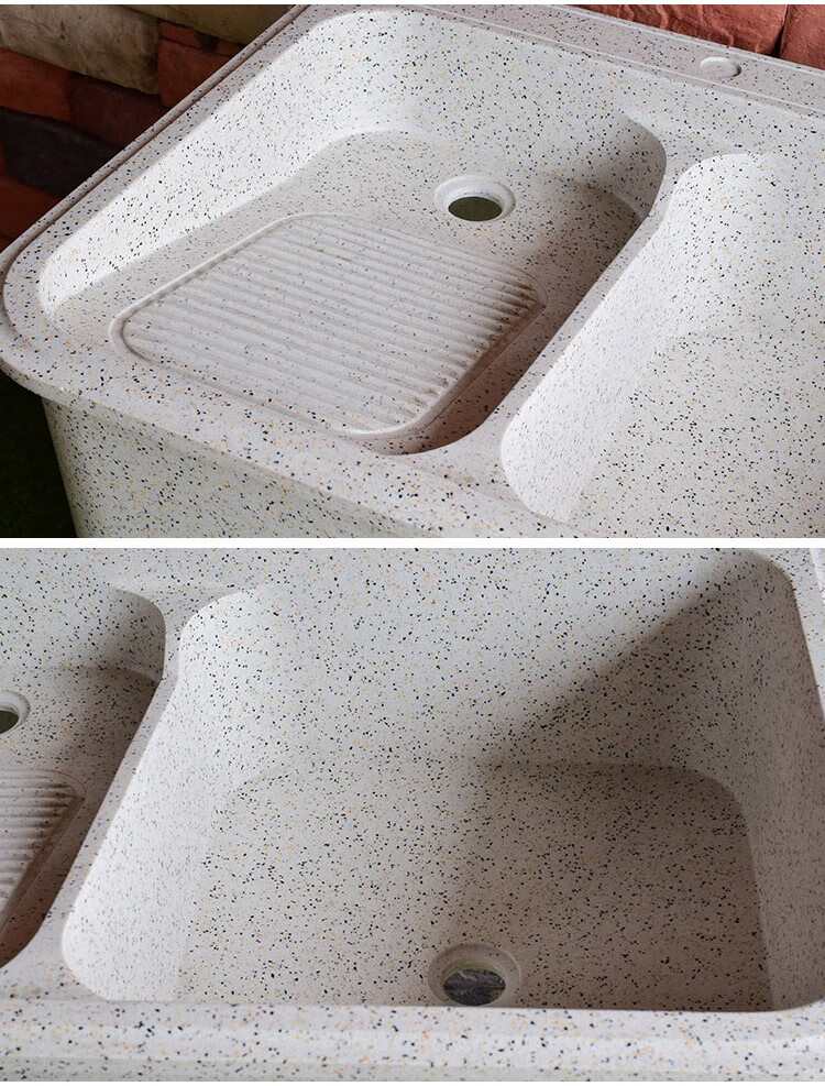 大理石洗衣池石英石洗手盆一体整石户外单盆阳台户外带搓衣板水池米