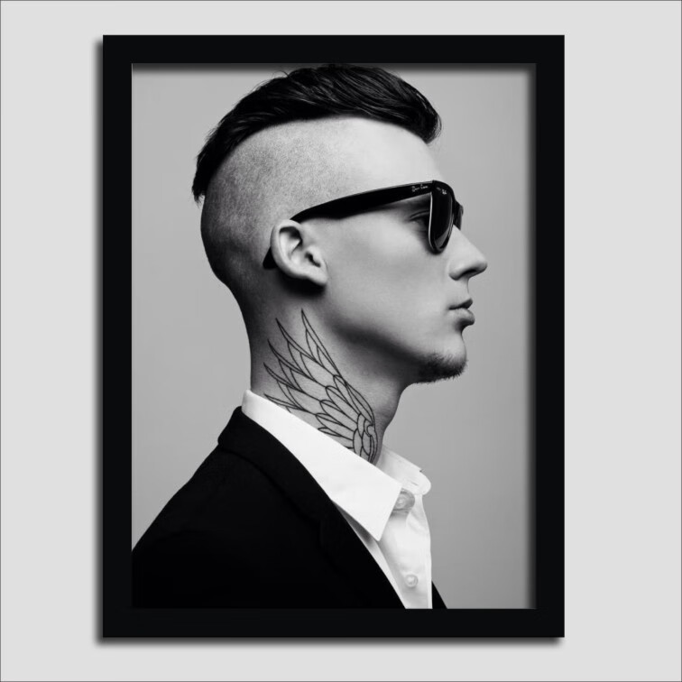 亦升 油头发型图男士造型理发店挂画发廊装饰画美发店海报壁画相框墙