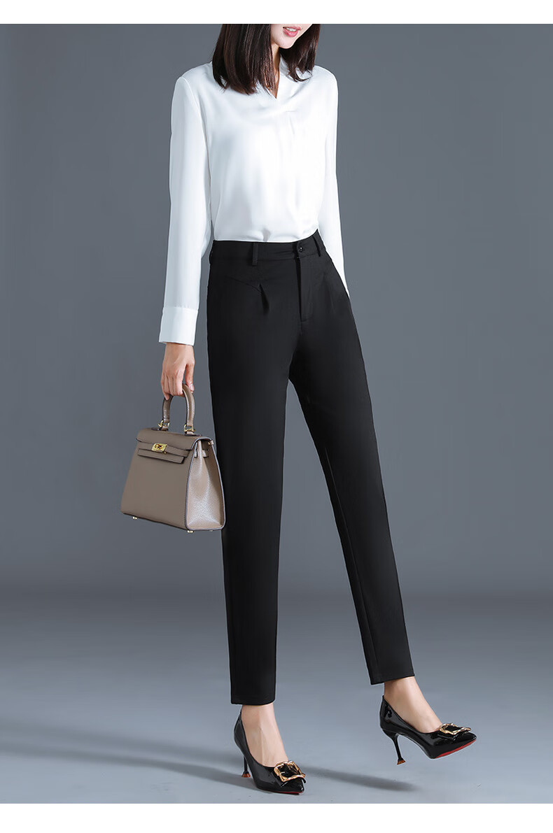 天诺音韵休闲裤子女宽松直筒2020新款显瘦萝卜哈伦裤职业风西装长裤女