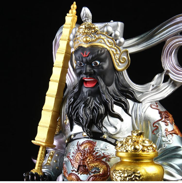 赵公明财神关公财神像财神爷赵公明汉白玉武财神骑虎像赵公明神像树脂