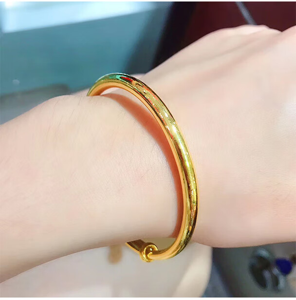 宫之瑄 黄金手镯实心推拉款光面足金999足金镯子妈妈款母节送长辈传承