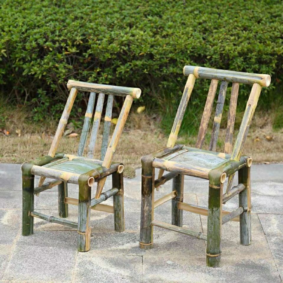 竹椅 竹椅子靠背椅家用藤椅单人编织竹子手工小椅休闲椅老式传统竹