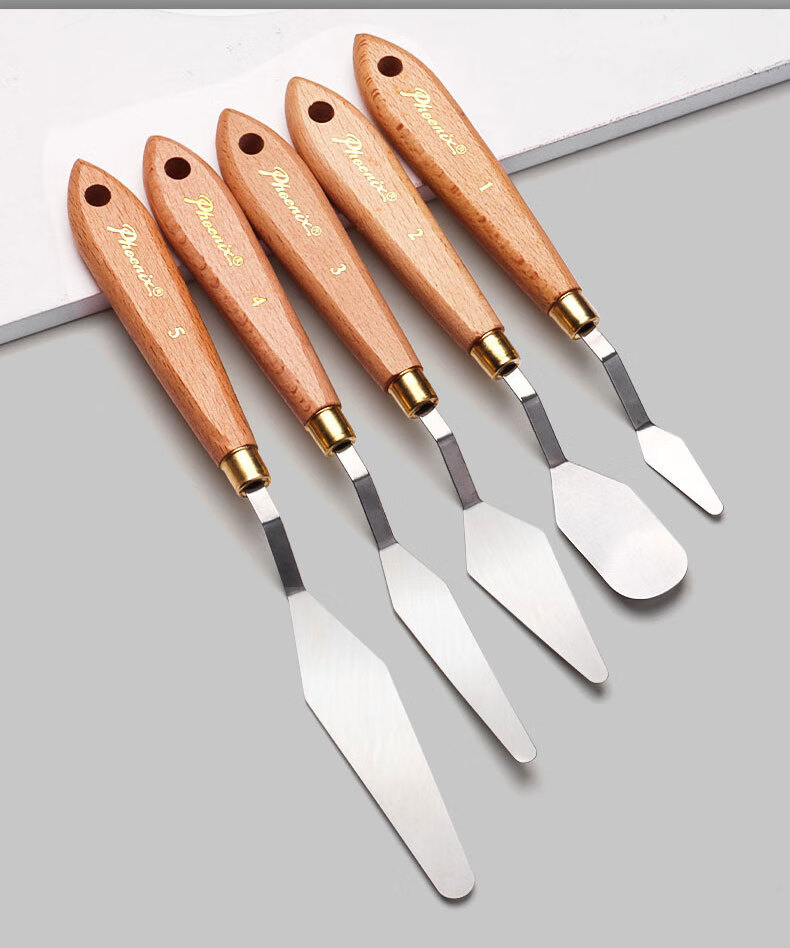 鸣尚油画刮刀丙烯画调色刀画刀尖头抹刀花美术工具套装小号软性颜料