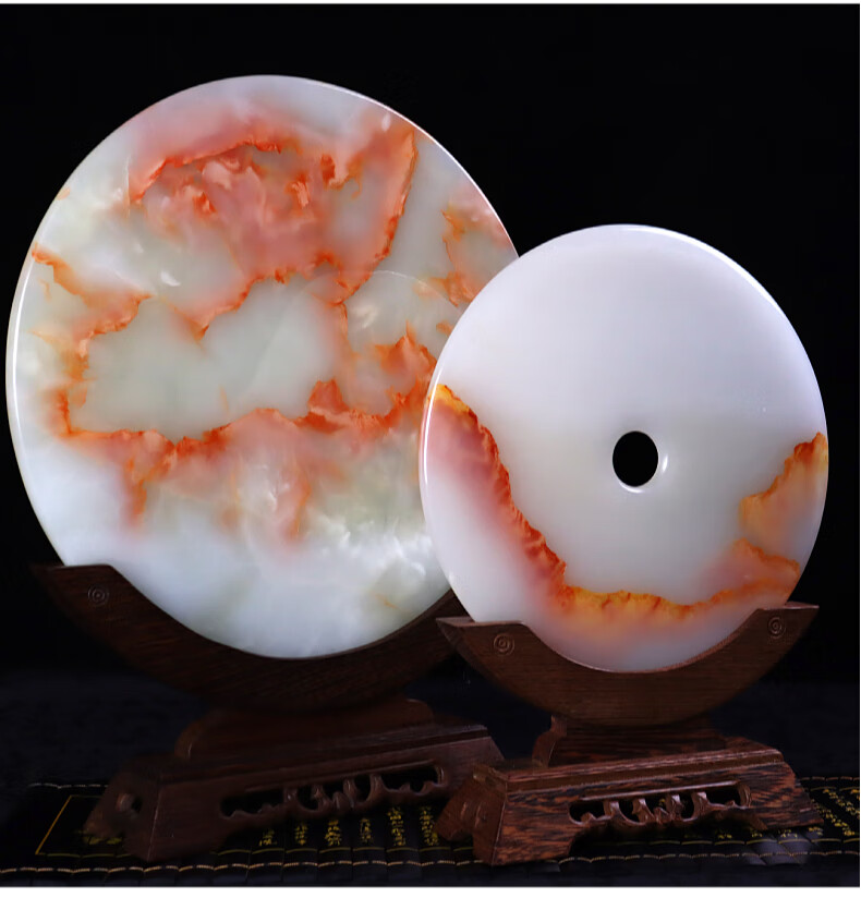 璐之阙轻奢高端天然红花冰玉石平安扣摆件客厅玄关中式家居装饰品乔迁