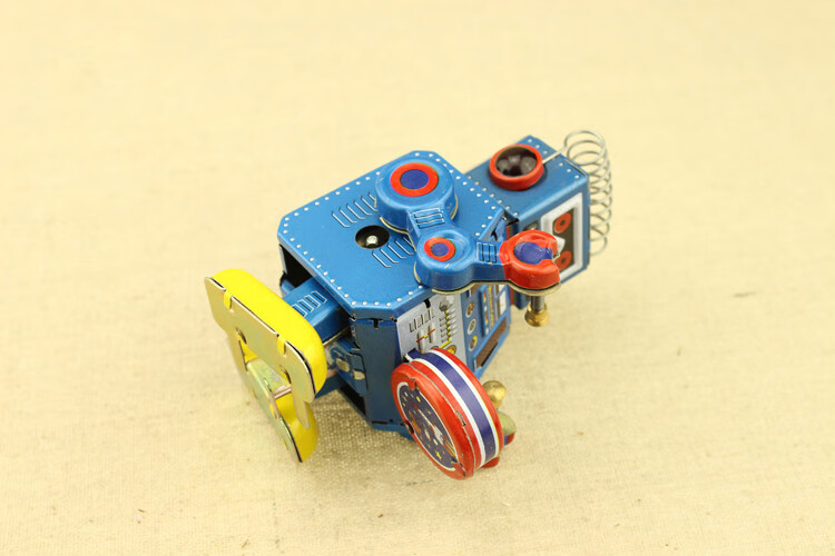 80后经典 怀旧玩具 复古上链 铁皮发条玩具 天线敲锣机器人 炫彩三