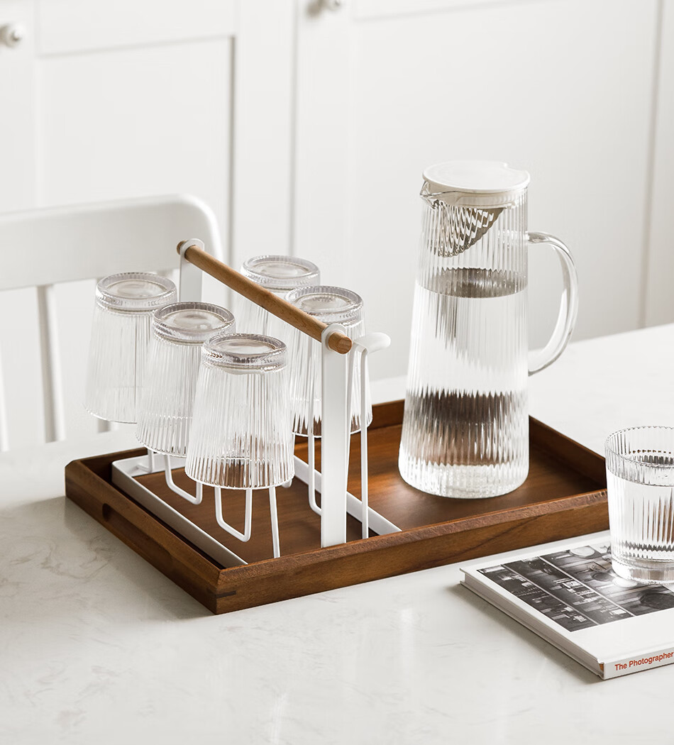 水杯架子玻璃杯沥水置物架倒挂家用客厅圆形杯架818大号长托盘2号托盘