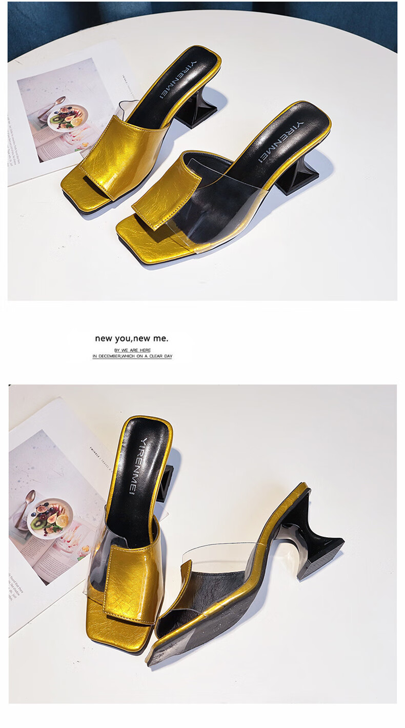 拖鞋女2020夏新款韩版百搭女鞋露趾网红中跟超火时尚外穿女凉拖鞋