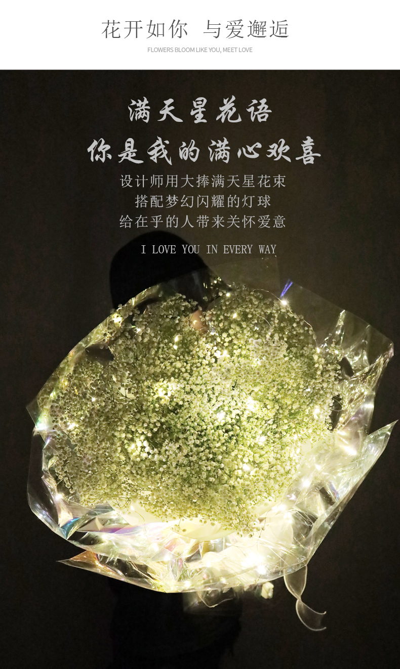 蓝色满天星【发光超大束】 干花包【图片 价格 品牌 报价】-京东