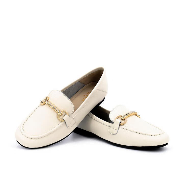 索菲娅女鞋秋季新款麻花扣一脚蹬休闲福乐鞋10黑色38