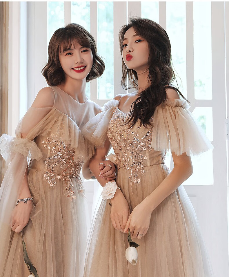伴娘服新款韩式新娘姐妹裙伴娘团聚会闺蜜装仙气质长款晚礼服气质吊带